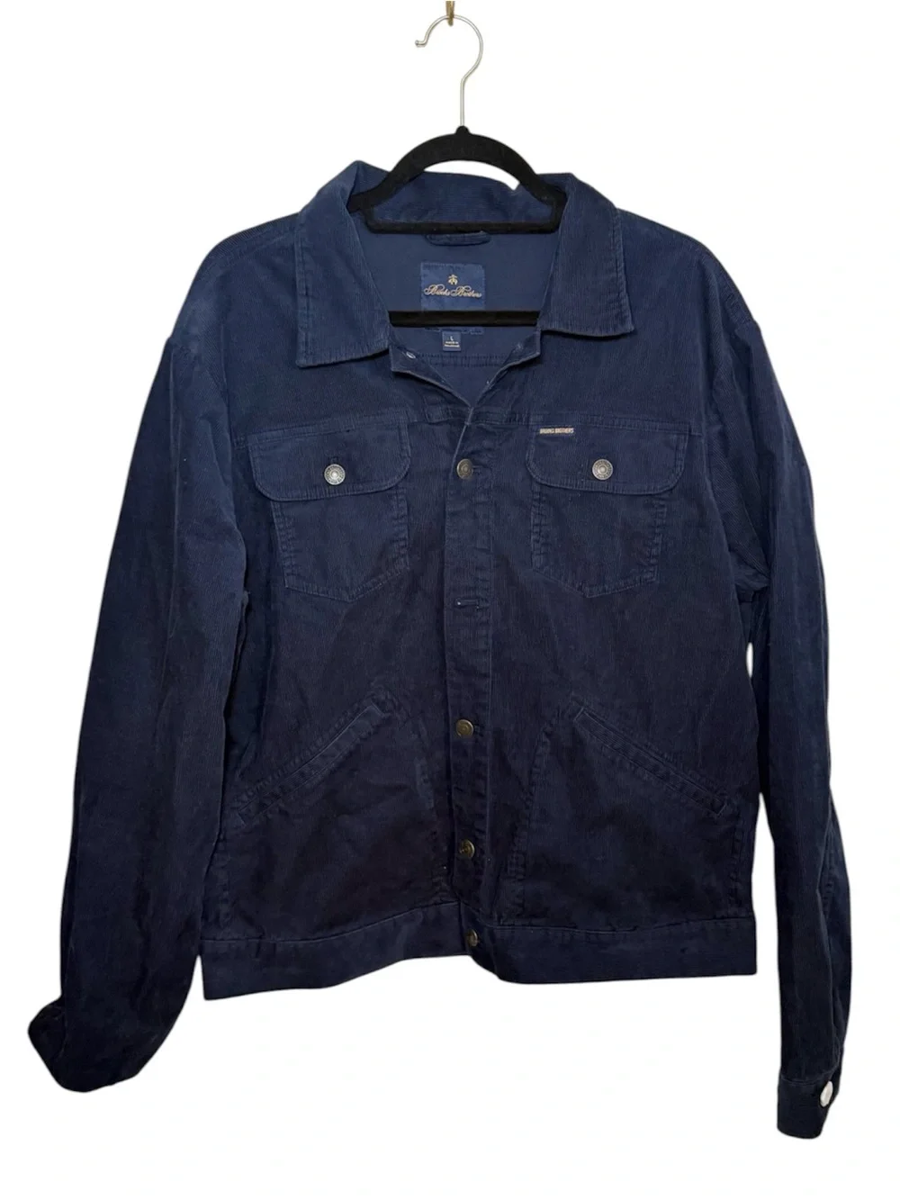 Brooks Brothers Medium Wale Corduroy Indigo Trucker Jacket Size Large